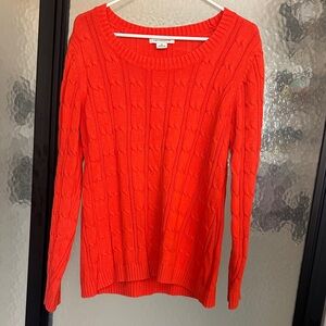 Ann Taylor Bright Orange Cable Knit Sweater